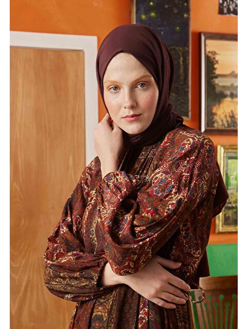 Fresh Scarfs Pamuk Crash Şal Koyu Bordo - S000420477-19952