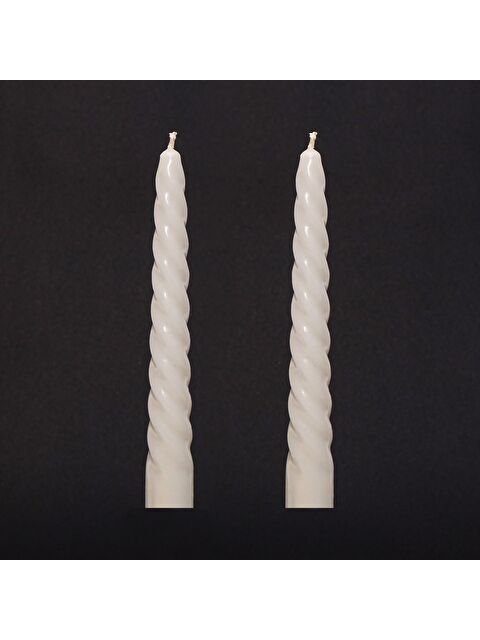 Missi 2'li Ekru Burgulu Şamdan Mum Seti - S000241450-19965