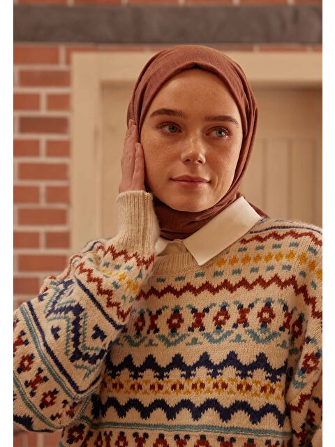 Fresh Scarfs Cozy Pamuk Şal Bordo - S000420393-19951