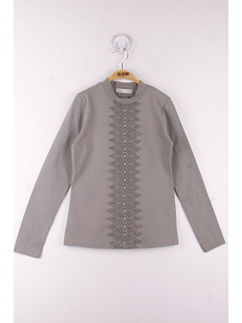 Toontoykids Kız Çocuk Önü Dantelli Okul Tişört