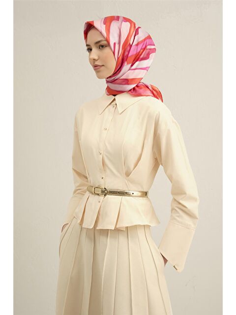 ARMİNE Çiçek Desenli Saf İpek Sura Eşarp 9306 53 - S000500538-20031