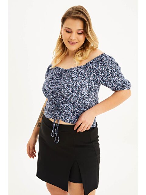 Mylinemoda Kalp Yaka Büzgülü Top - S000239203-17234