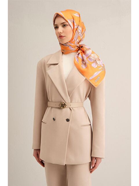 ARMİNE Çiçek Desenli Saf İpek Twill Eşarp 9324 33 - S000500459-22000