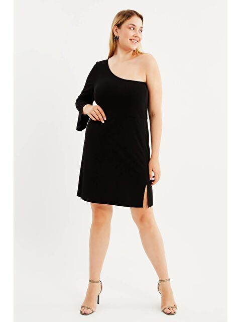 Mylinemoda Astarlı Tek Omuz Yırtmaçlı Elbise - S000239206-19351