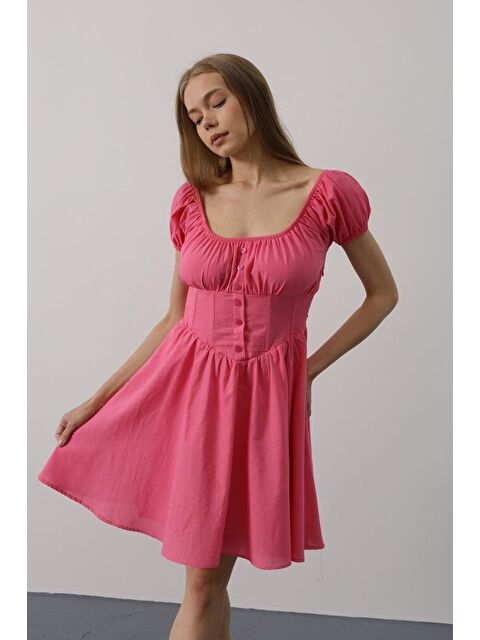 Jane's Beli Korseli Mini Elbise - Fuşya - S000527851-18686