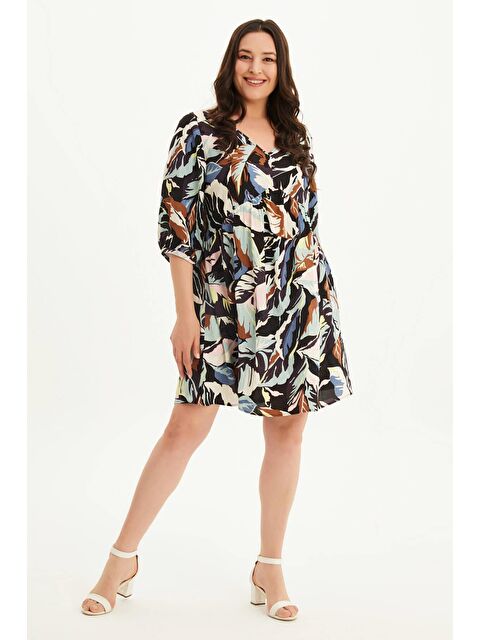 Mylinemoda V Yaka Bağlama Detaylı Elbise - S000239212-37444