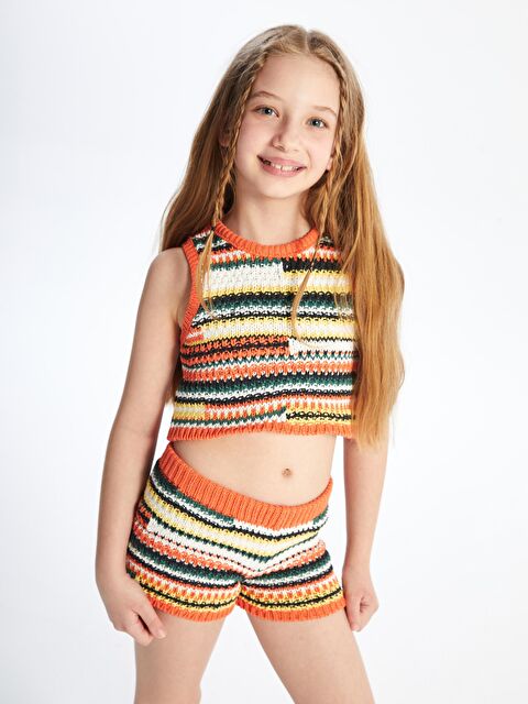 Dexia Ely - Örme Detaylı Beli Lastikli Kısa Şort - Çok Renkli - S000207063-4164