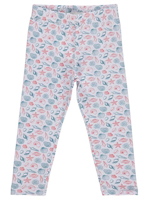 Civil Girls Deniz Kabuğu Desenli 2-5 Yaş Tayt Km - Kırık Beyaz