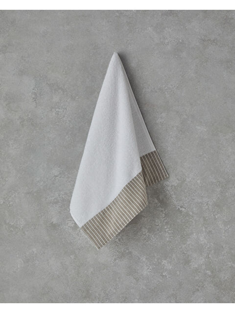 English Home Natural Stripe Pamuklu Yüz Havlusu 50x90 cm Beyaz - S000362373-20063