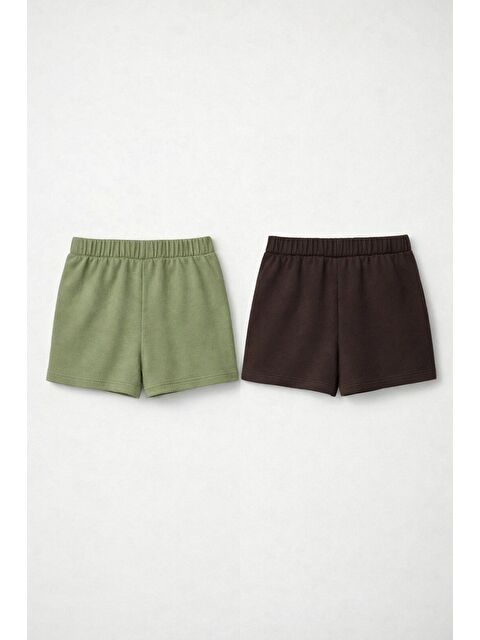 JackandRoy 2li Set Genç Kız Beli Lastikli Basic Pamuklu Şort - S000524814-37617