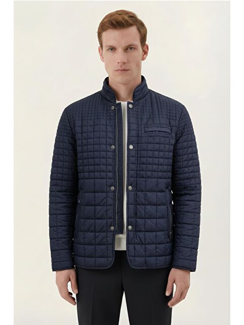 Sabri Özel Lacivert Regular Fit Dik Yaka Fermuarlı Kapitone Erkek Mont - S000524432-21164