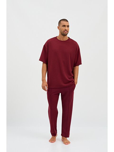 Katia And Bony Erkek Basic Fluffy Modal Tişört Bordo - S000323271-19951