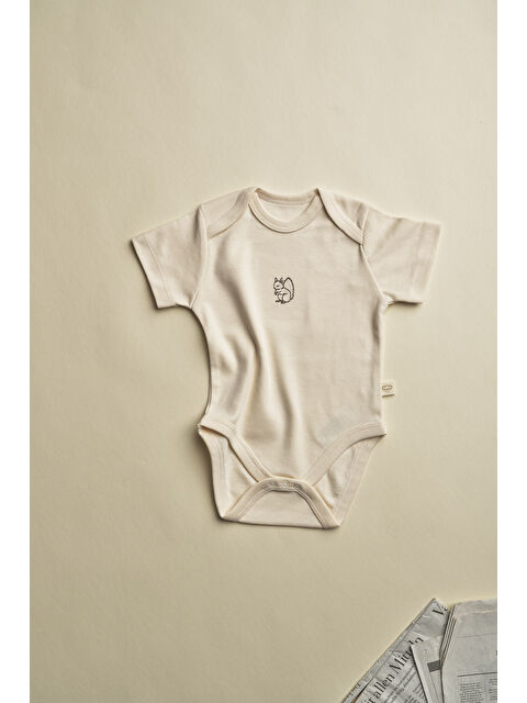 Oh La La Koala For Little Ones Krem Sincap Nakışlı Kısa Kollu Çıtçıtlı Bebek Body - S000531839-19966