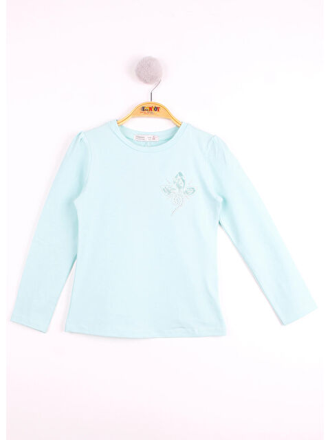 Toontoykids Kız Çocuk Göğsü Çiçek Nakışlı T-Shirt