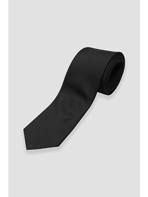 ABBATE Kravat 8 Cm Mikrofiber Polyester Siyah Erkek Düz Kravat - S000438443-19351