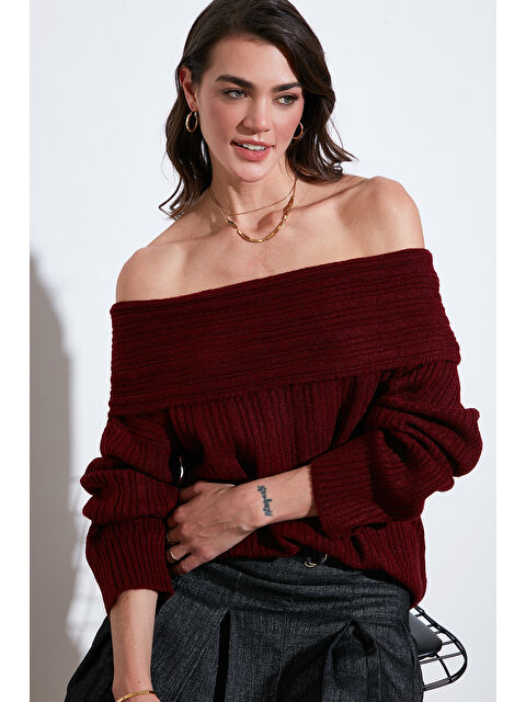 Lela Oversize Fit Madonna Yaka Triko Kadın Kazak 4615216 - S000290949-19951