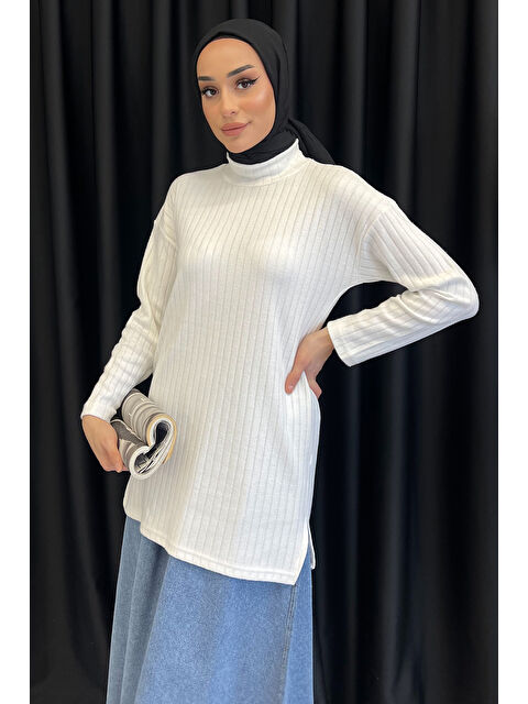 Julude Yarım Balıkçı Yaka Yırtmaçlı Tesettür Tunik - S000326621-20063