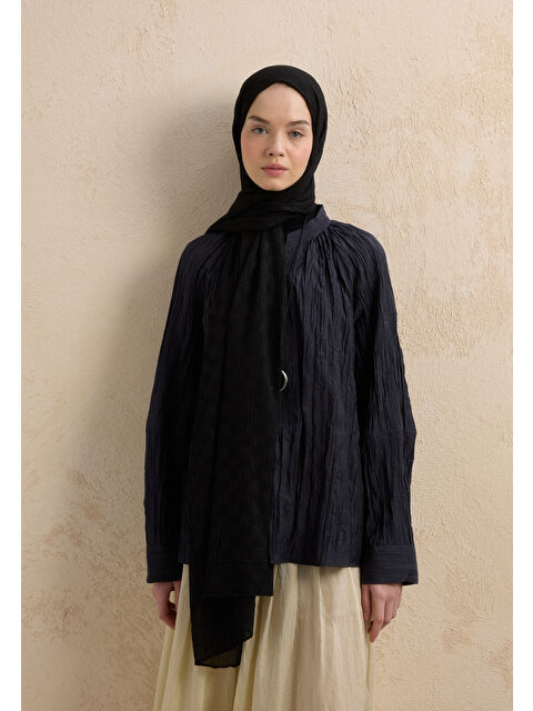 Fresh Scarfs Modal Damalı Şal Siyah - S000420269-6381