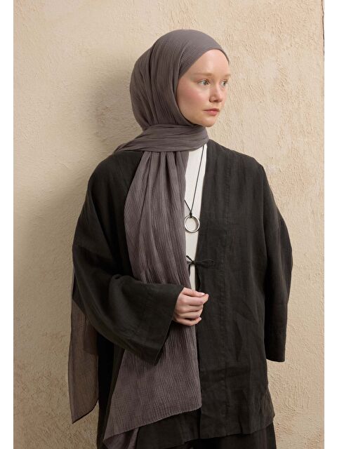 Fresh Scarfs Modal Damalı Şal Metalik Gri - S000420269-24196