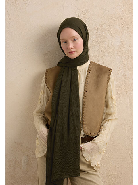 Fresh Scarfs Modal Krinkıl Şal Asker Yeşili - S000420277-19416