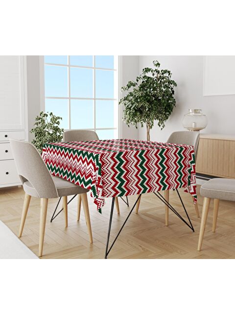 Evmila Yılbaşı Desenli Kadife Doku Masa Örtüsü - S000111250-23173