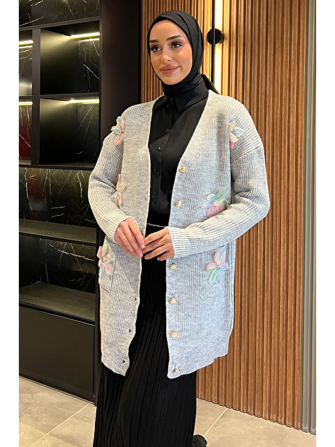 Julude Çiçekli Tesettür Triko Hırka - S000326618-20600