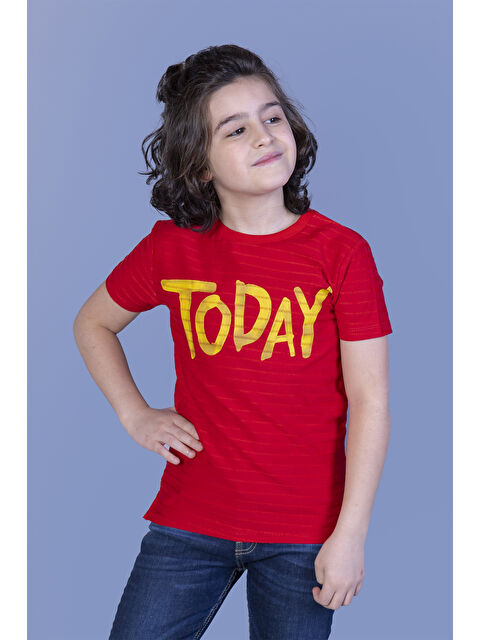 Toontoykids Erkek Çocuk Örgü Kumaş Detaylı Today Baskılı Tişört