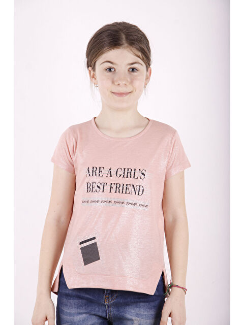 Toontoykids Kız Çocuk Best Friend Baskılı Taş Detaylı Tişört