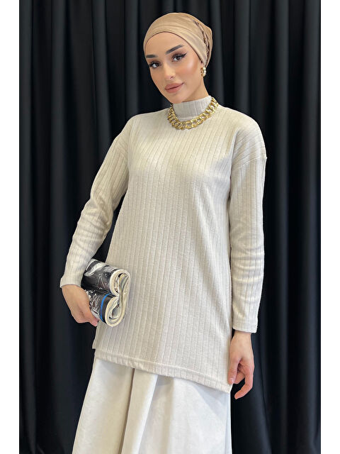 Julude Yarım Balıkçı Yaka Yırtmaçlı Tesettür Tunik - S000326621-25636