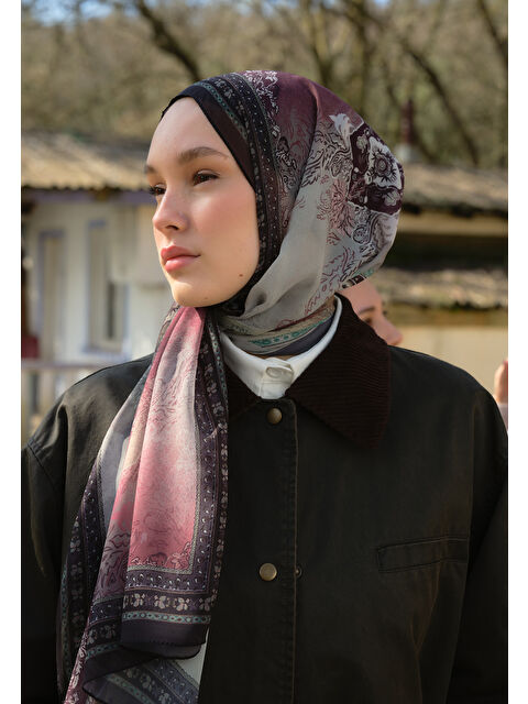 Fresh Scarfs Amelıa Desen İpek Krep Şal Ağaç Kabuğu - S000420284-18645