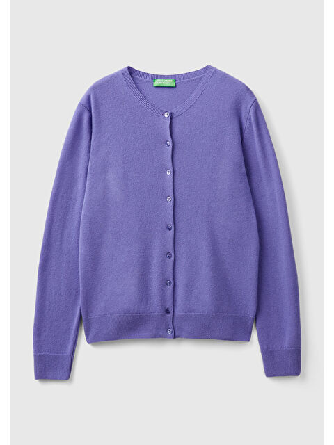 United Colors Of Benetton Kadın Mor Bisiklet Yaka %100 Merino Hırka - S000278555-20042