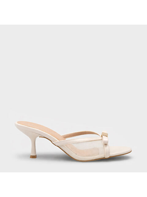 Capone Outfitters Robbi Sivri Burunlu Fileli Fiyonklu Orta Topuklu Kadın Terlik - S000516947-19965