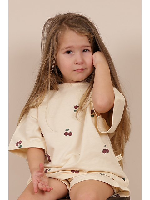 Oh La La Koala For Little Ones Kiraz Desenli Çocuk Oversize T-shirt - S000531862-19966