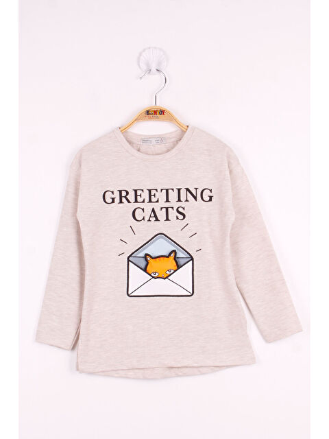 Toontoykids Kız Çocuk Kedi Baskılı T-Shirt