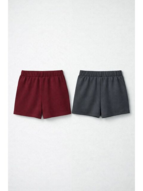 JackandRoy 2li Set Genç Kız Beli Lastikli Basic Pamuklu Şort - S000524814-37582