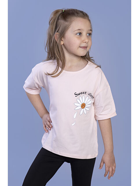 Toontoykids Kız Çocuk Papatya Desenli Sweet Girls Baskılı Tişört