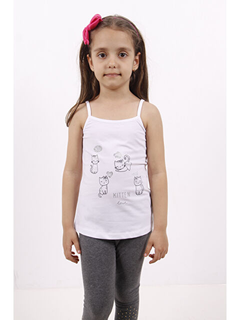 Toontoykids Kız Çocuk Kedi Baskılı Atlet