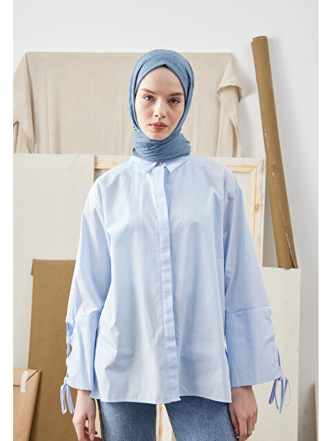 Fresh Scarfs Bambu Şal Gök Mavi - S000420480-8461