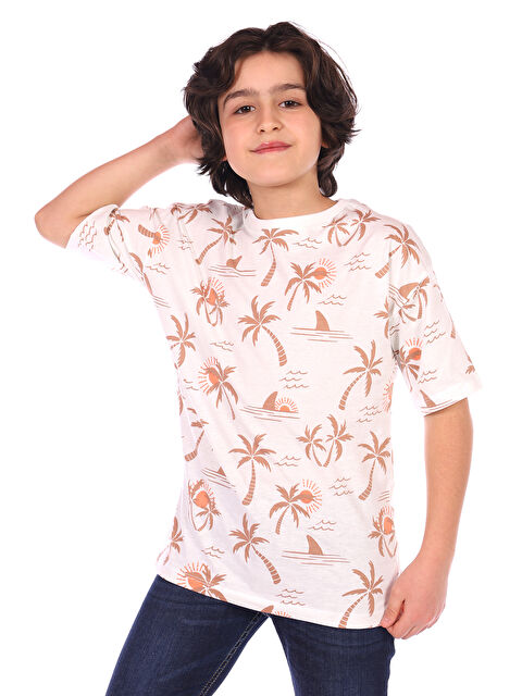 Toontoykids Erkek Çocuk Palmiya Ağacı Baskılı Tişört - S000401165-5402