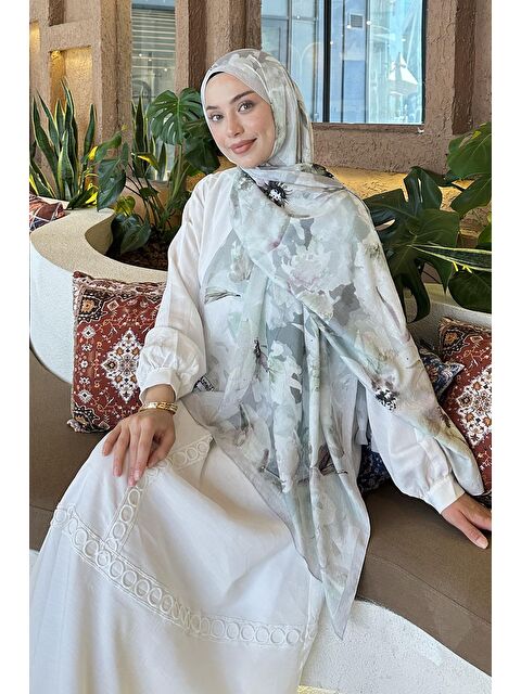 Lamelif Çiçek Desen Bambu Şal Taş - S000529575-25636