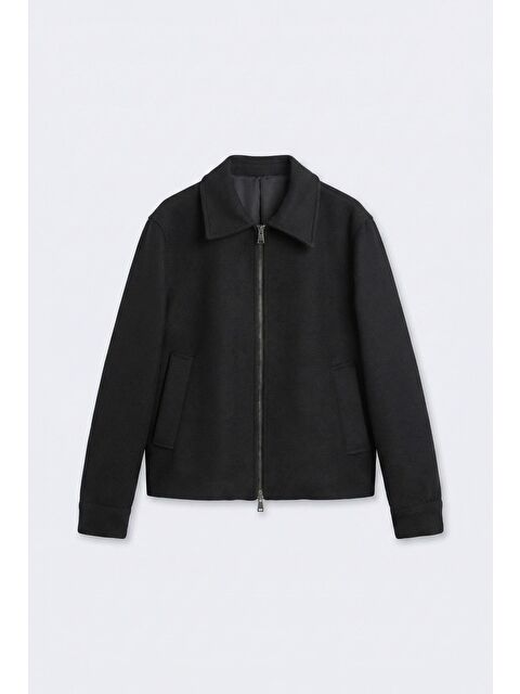 Abluka Online Erkek Relax Fit Kaşe Mont Siyah - S000497629-19351