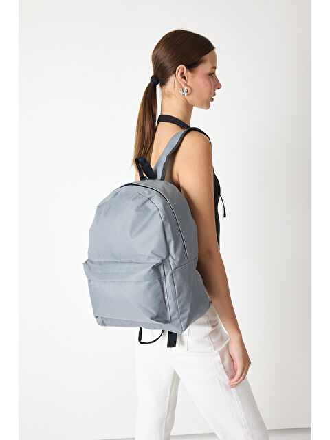 TONNY BLACK Unisex Gri Önü Fermuarlı İki Bölmeli Sırt Çantası - S000500336-20600