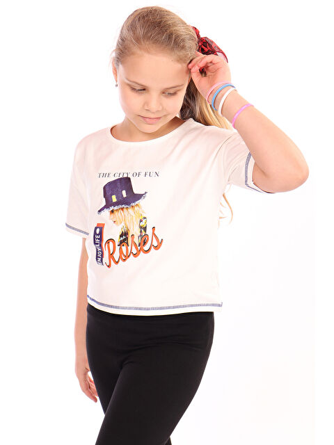 Toontoykids Kız Çocuk Roses Yazı Baskılı Tişört