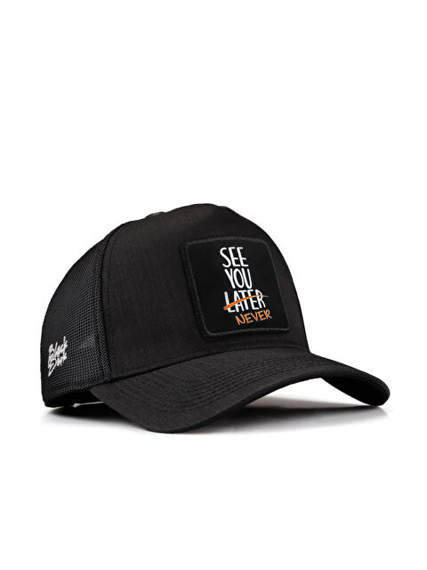 BlackBörk See You Later Never Logolu Siyah Cordura Trucker Şapka