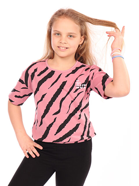 Toontoykids Kız Çocuk Komple Baskılı Tişört