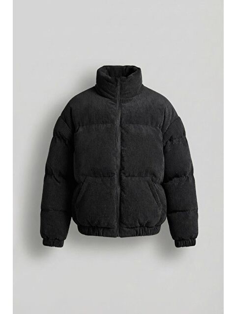 Abluka Online Erkek Dolgulu Fitilli Kadife Mont Siyah - S000497630-19351