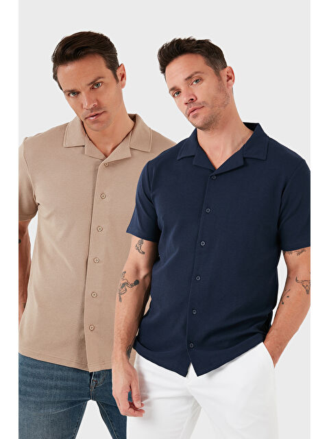 Buratti Pamuklu Regular Fit Kısa Kollu 2'li Paket Gömlek 5902640S2 - S000384615-37213