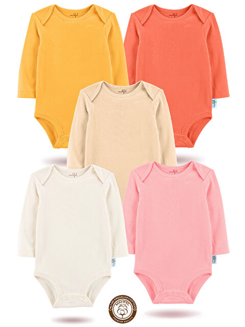 Mahfel 5'li %100 Pamuklu Uzun Kollu Basic Çıtçıtlı Bebek Body Zıbın RE - S000515125-24085