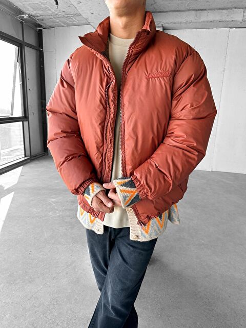 Abluka Online Erkek Oversize Dik Yakalı Fermuarlı Cepli Mont Turuncu - S000497632-20013