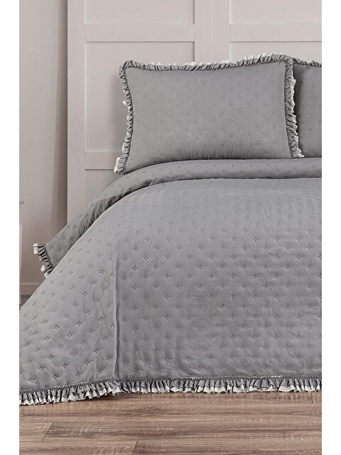 Çeyiz Diyarı Kapinya Elyaf Dolgulu Tek Kişilik 190x250 Cm Yatak Örtüsü Gri - S000496477-20600